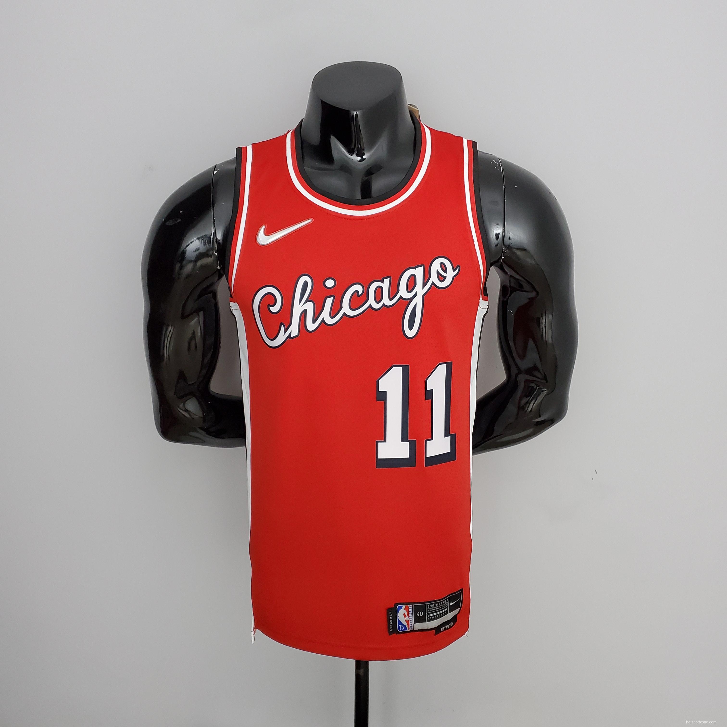 75th Anniversary 2022 Season Chicago Bulls DeROZAN#11 City Edition Red NBA Jersey