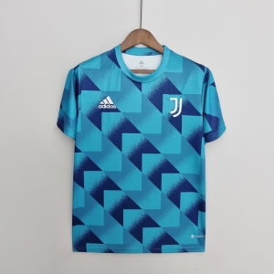 22/23 Juventus Training Suit Blue Geometric Pattern Soccer Jersey