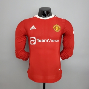21/22 Player Version Long Sleeve Manchester United home Soccer Jersey