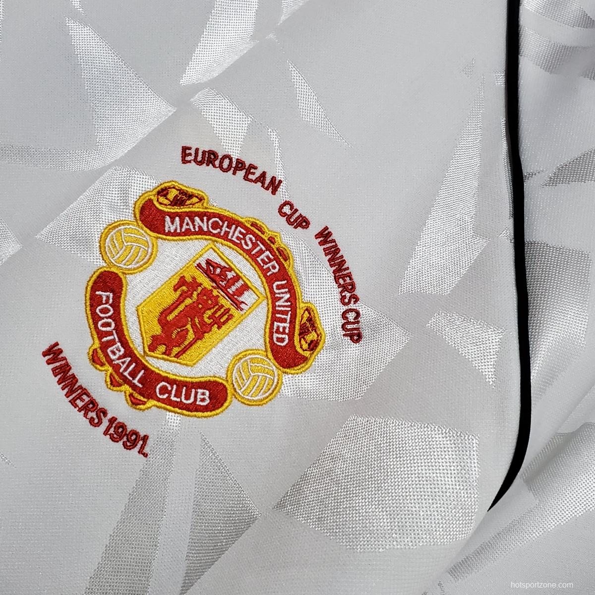 Retro 1991 Manchester United white Soccer Jersey