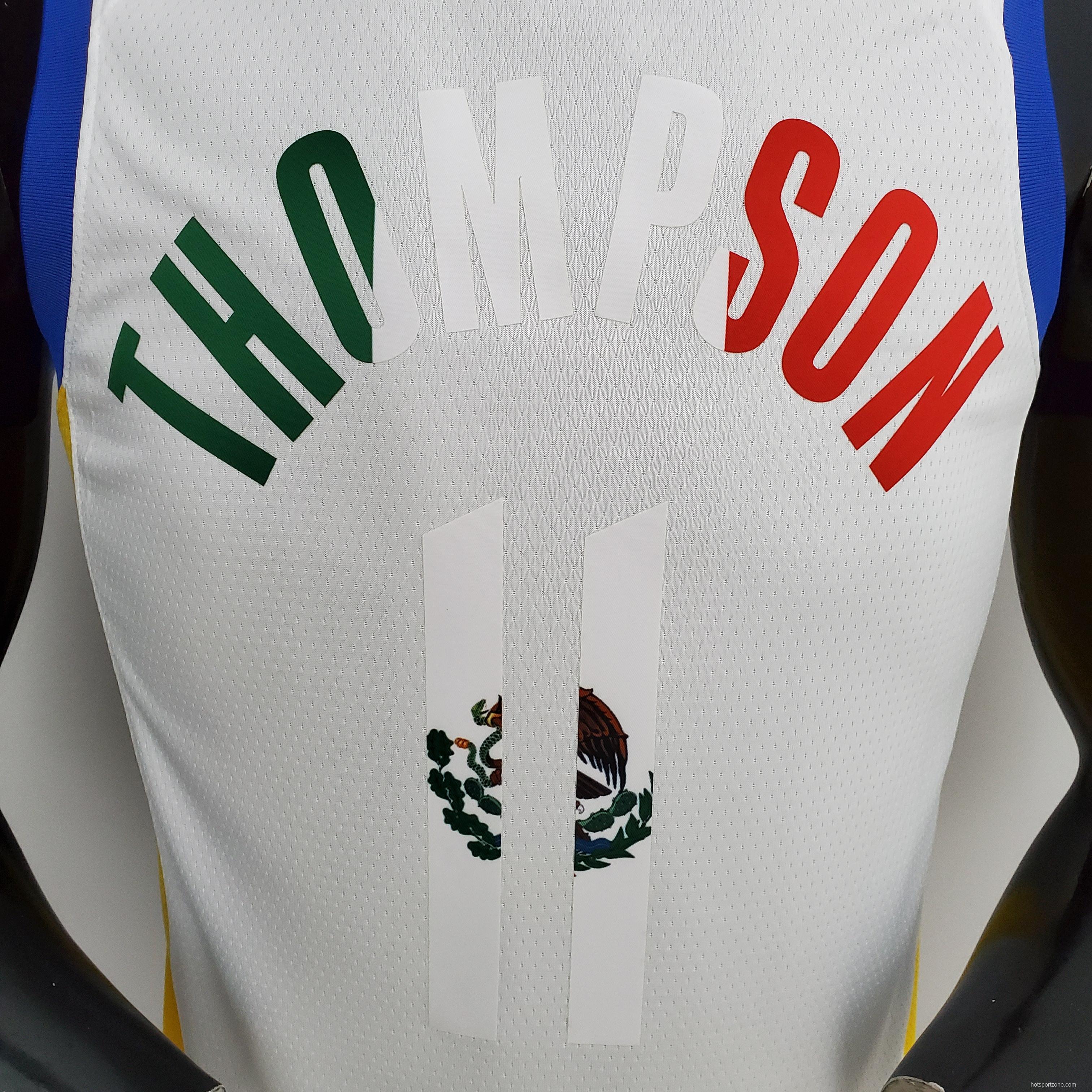 75th Anniversary Golden State Warriors Thompson #11 Mexico Edition White NBA Jersey