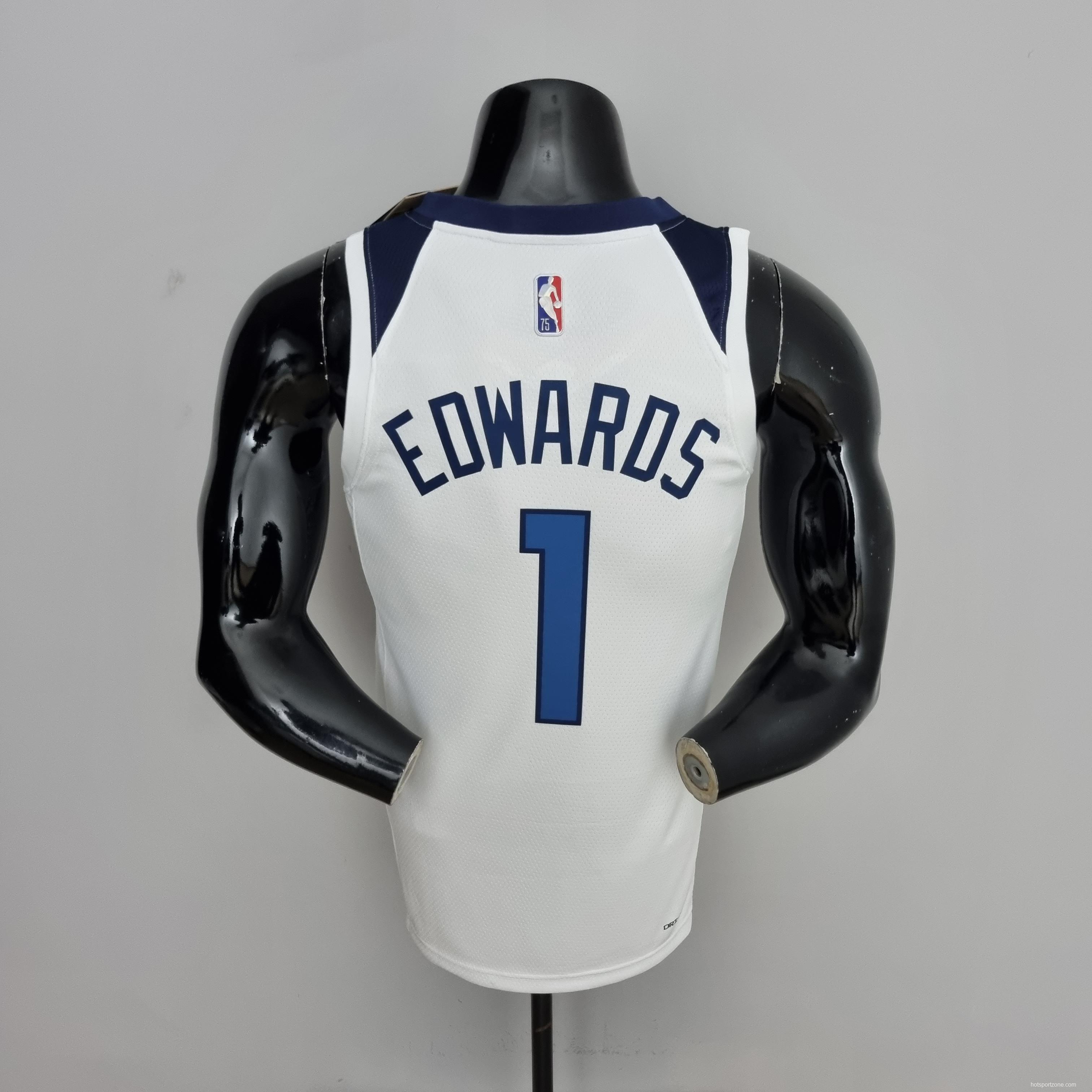 75th Anniversary Minnesota Timberwolves Edwards #1 White NBA Jersey