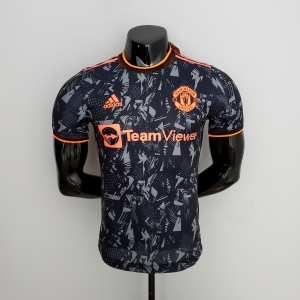 22/23 Player Version Manchester United Black Camo Soccer Jersey