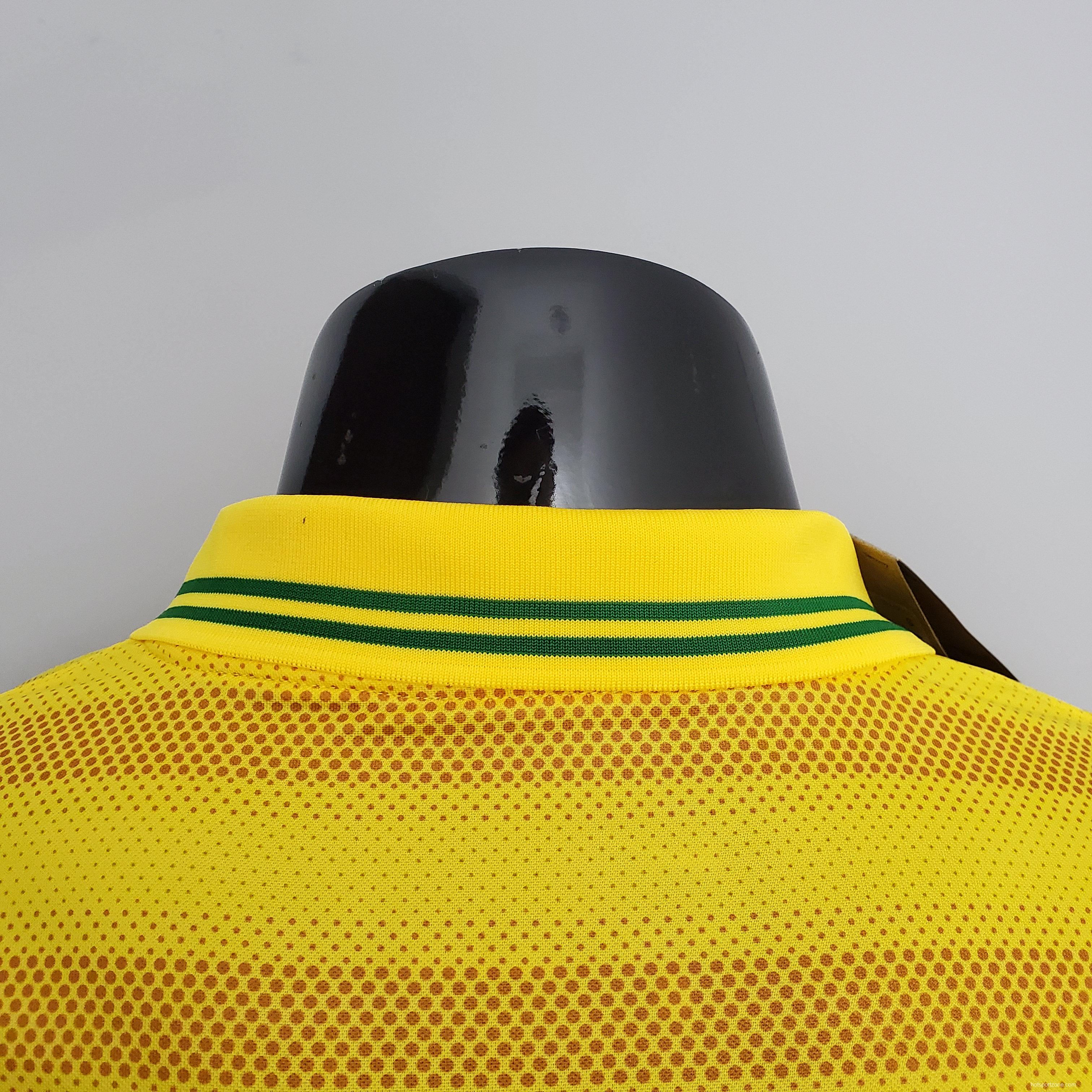Brazil POLO Yellow Stripe Soccer Jersey