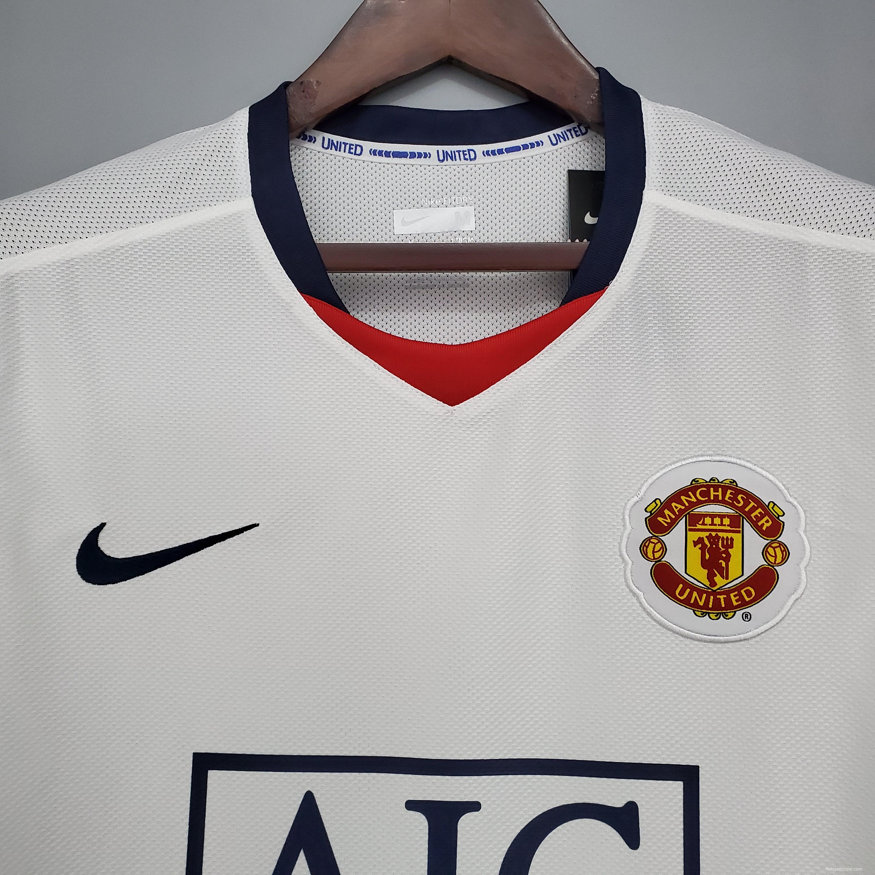 Retro Manchester United 08/09 League Edition away White Soccer Jersey
