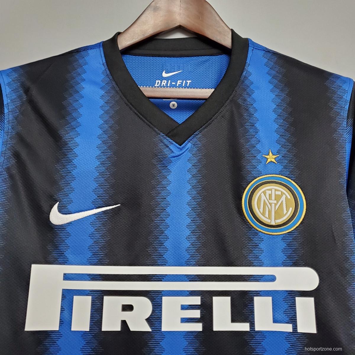 Retro long-sleeved 10/11 Inter Milan home Soccer Jersey