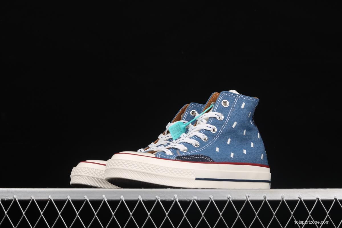 Converse Chuck 70s denim electric embroidered high-top casual board shoes 171064C