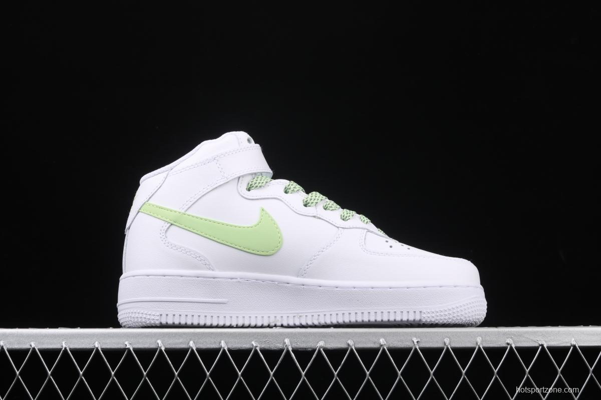 NIKE Air Force 1x07 Mid white powder 3M reflective casual board shoes 366731-910