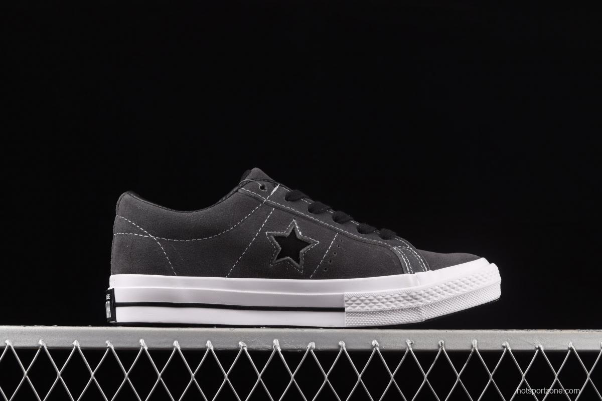 Converse One Star 74 Converse fur black gray low upper skateboard shoes 163247C