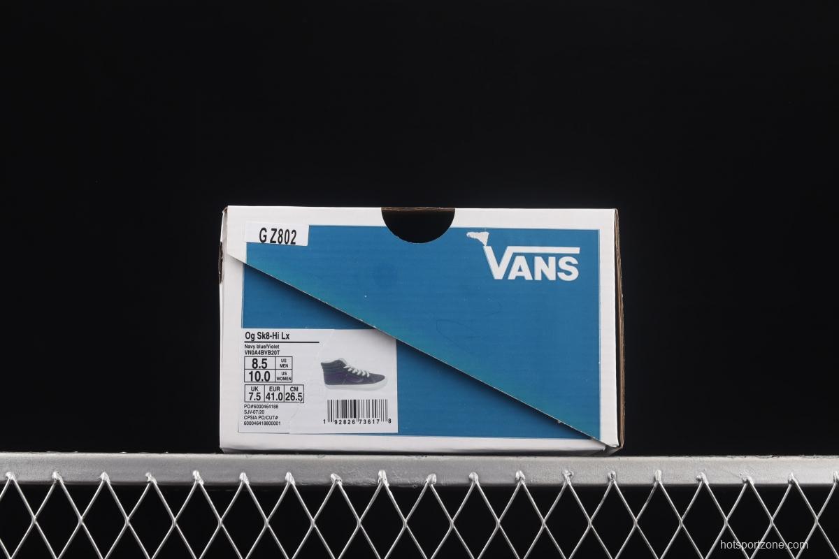 Vans Sk8-Hi vintage navy blue color matching high-top classic canvas skateboard shoes VN0A4BVB20T