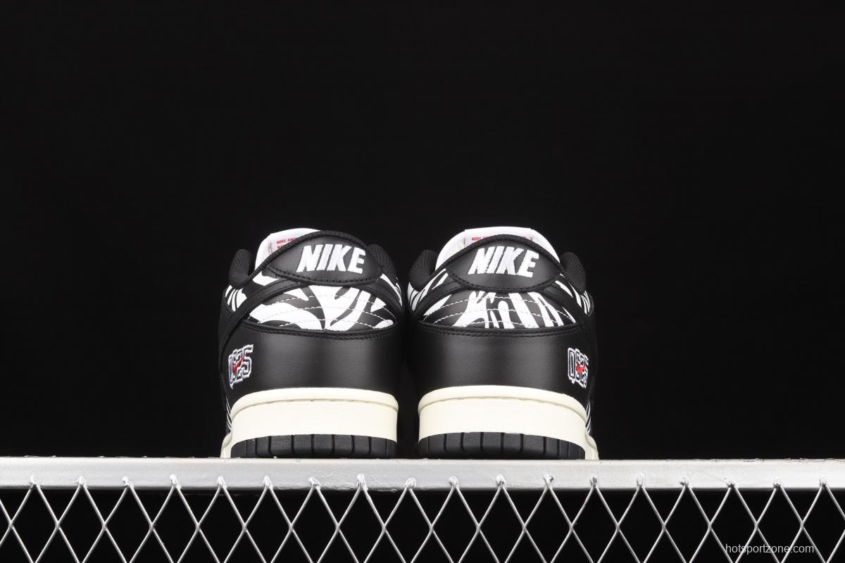 Quartersnacks x NIKE SB DUNK Zebra black and white zebra stripes joint style low-side sports and leisure board shoes DM3510-001