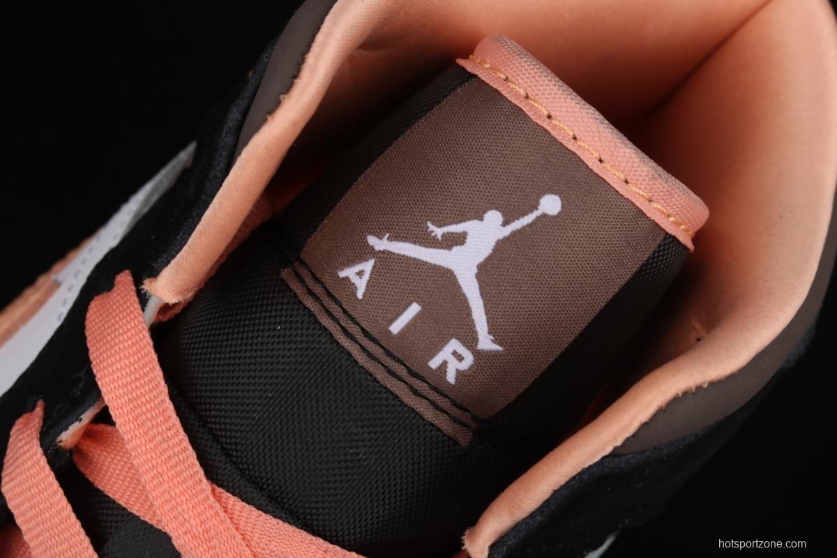 Air Jordan 1 Mid black pink peach goddess festival basketball shoes DH0210-100