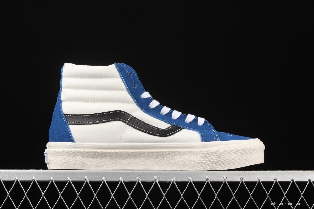 Vans Sk-Hi 38 DX blue-and-white high-top casual shoes VN0A4BVB21R