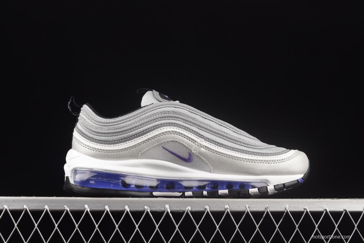 NIKE Air Max 97 SE silver and purple bullet air cushion running shoes DJ0717-001