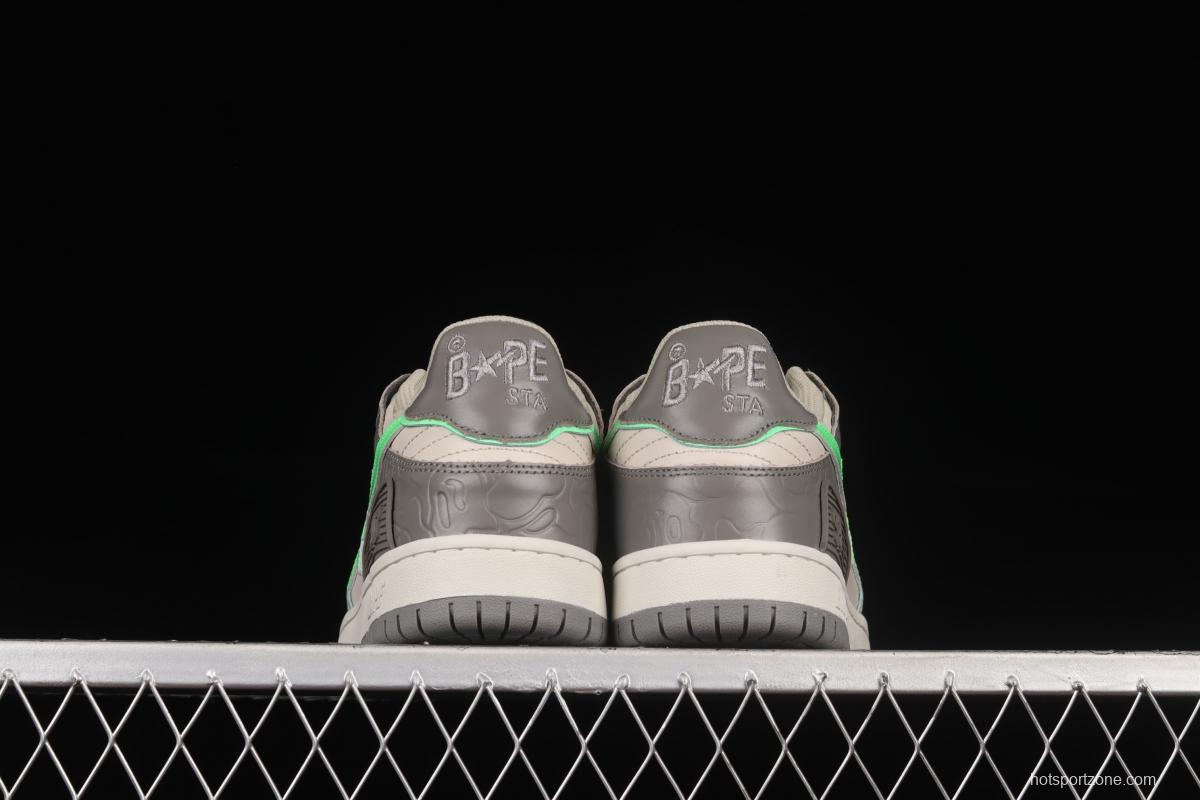 Human MAdidase Bape Sta Sk8 To Nigo trend godfather Nigo brand ape head classic skateboard 1G70191034 gray-green leisure sports shoes