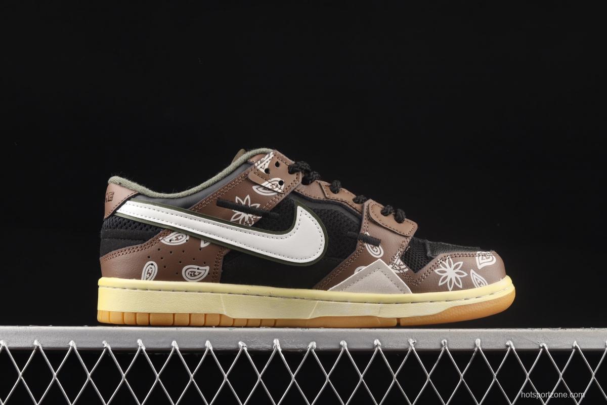 NIKE DUNK Scrap stitching and stitching low upper skateboard shoes dark brown DB0500-200