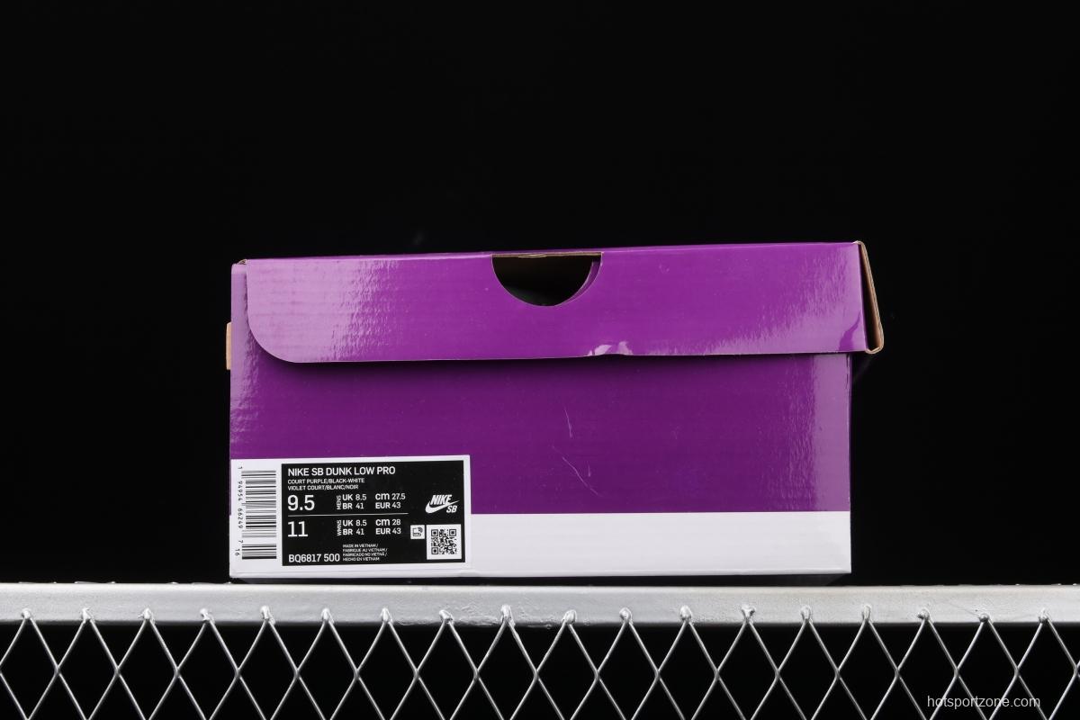 NIKE SB DUNK Low Court Purple black and purple North Carolina low-top leisure sports skateboard shoes BQ6817-500