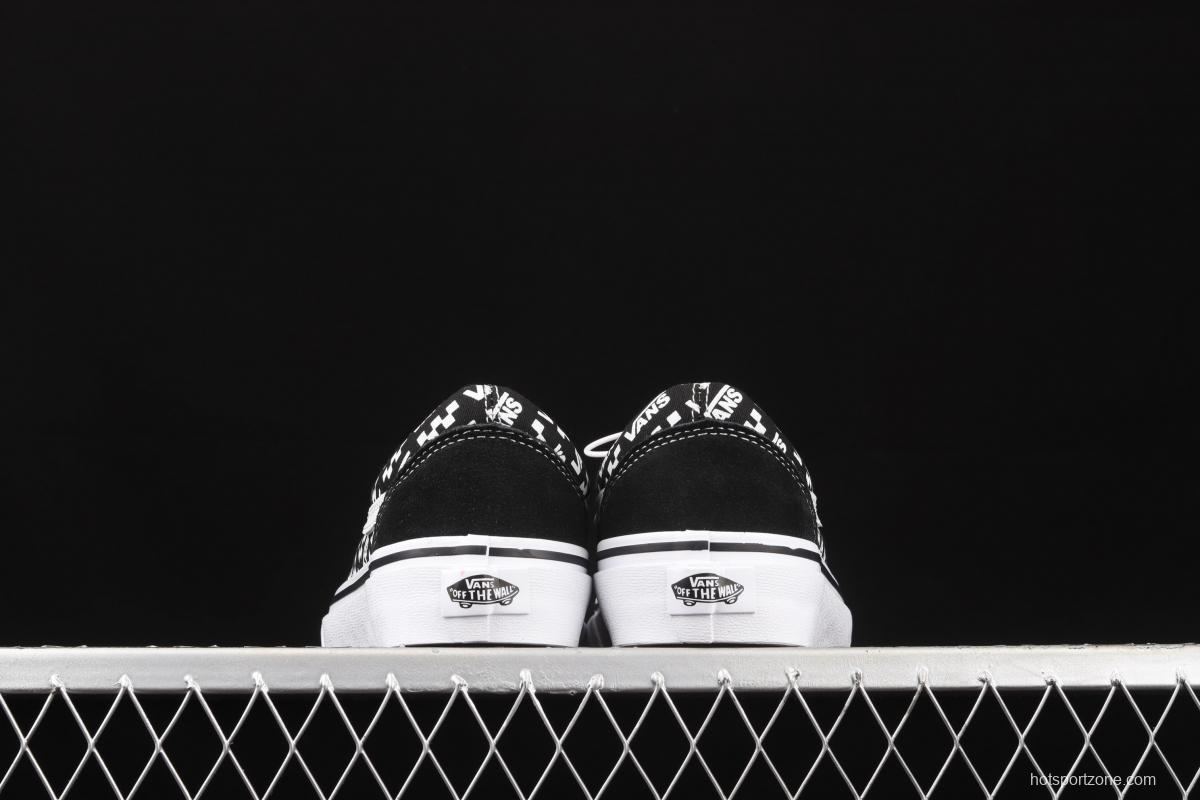 Vans Old Skool black checkerboard side printed striped letter low upper board shoes VN0A4U3BTEZ