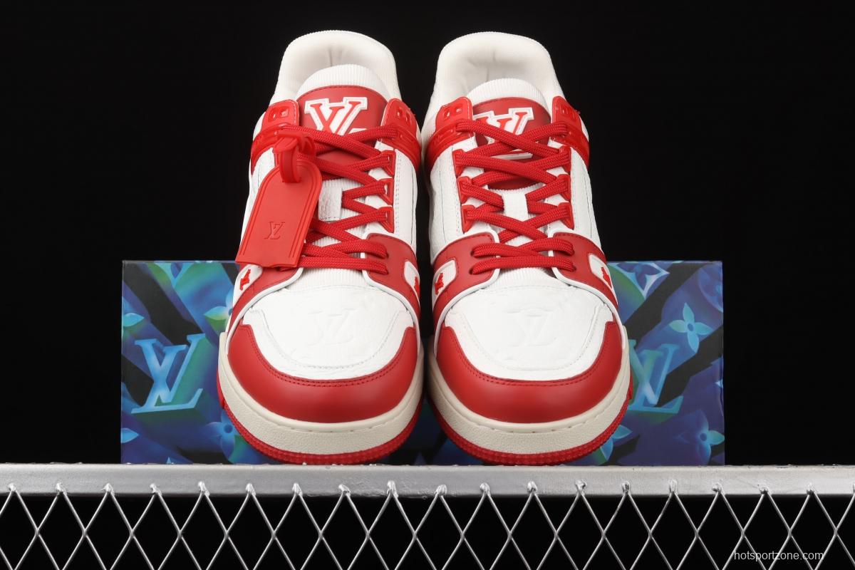 Authentic LV 2021ss early spring fashion catwalk sneakers 410N RED WHITE