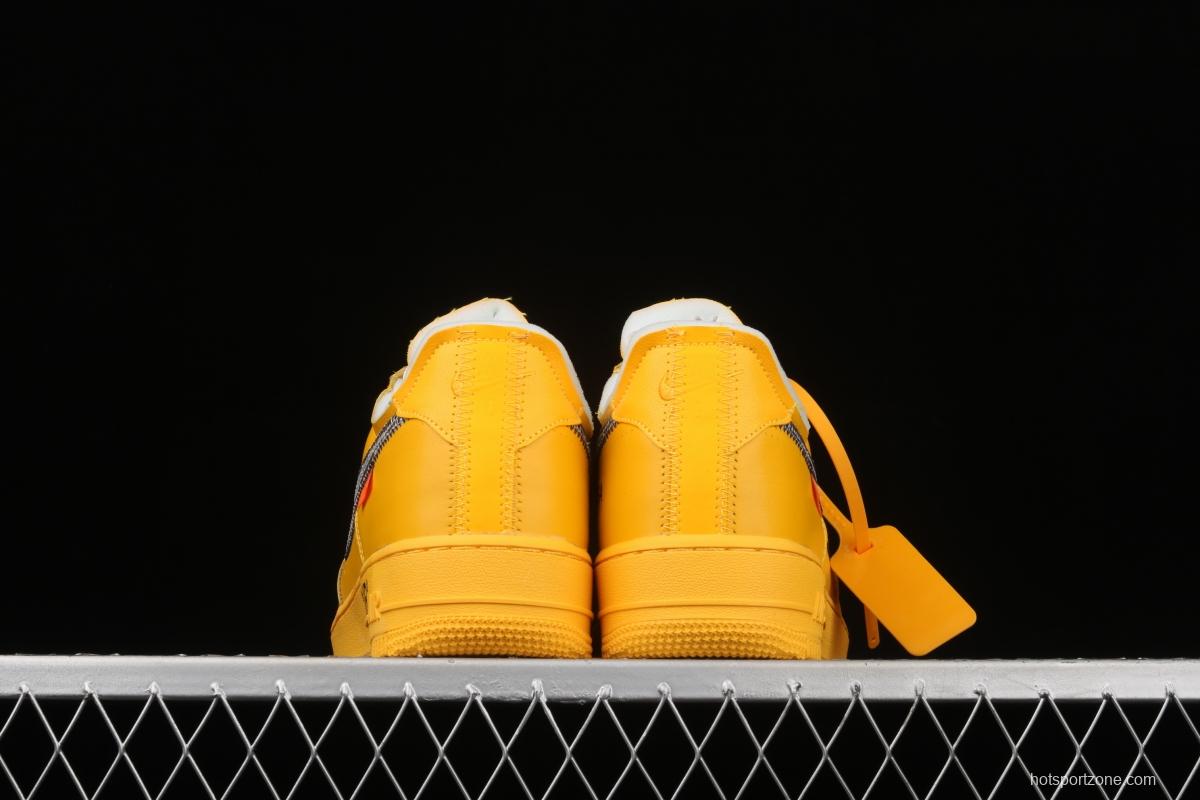 OFF-White x NIKE Air Force 1 x OFF White University Gold co-branded gold and silver hook low-top casual board shoes DD1876-700