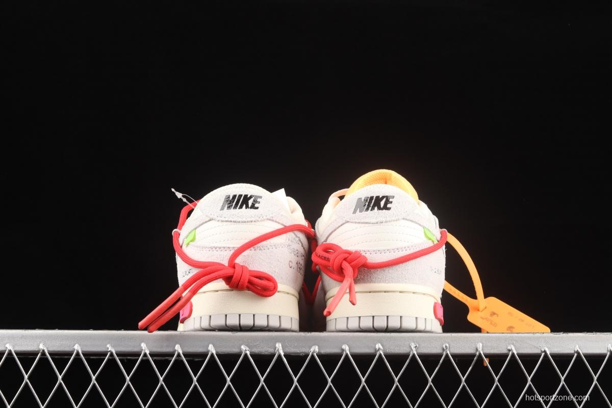 OFF-White x NIKE DUNK Low OW white gray leisure sports skateboard shoes DJ0950-103