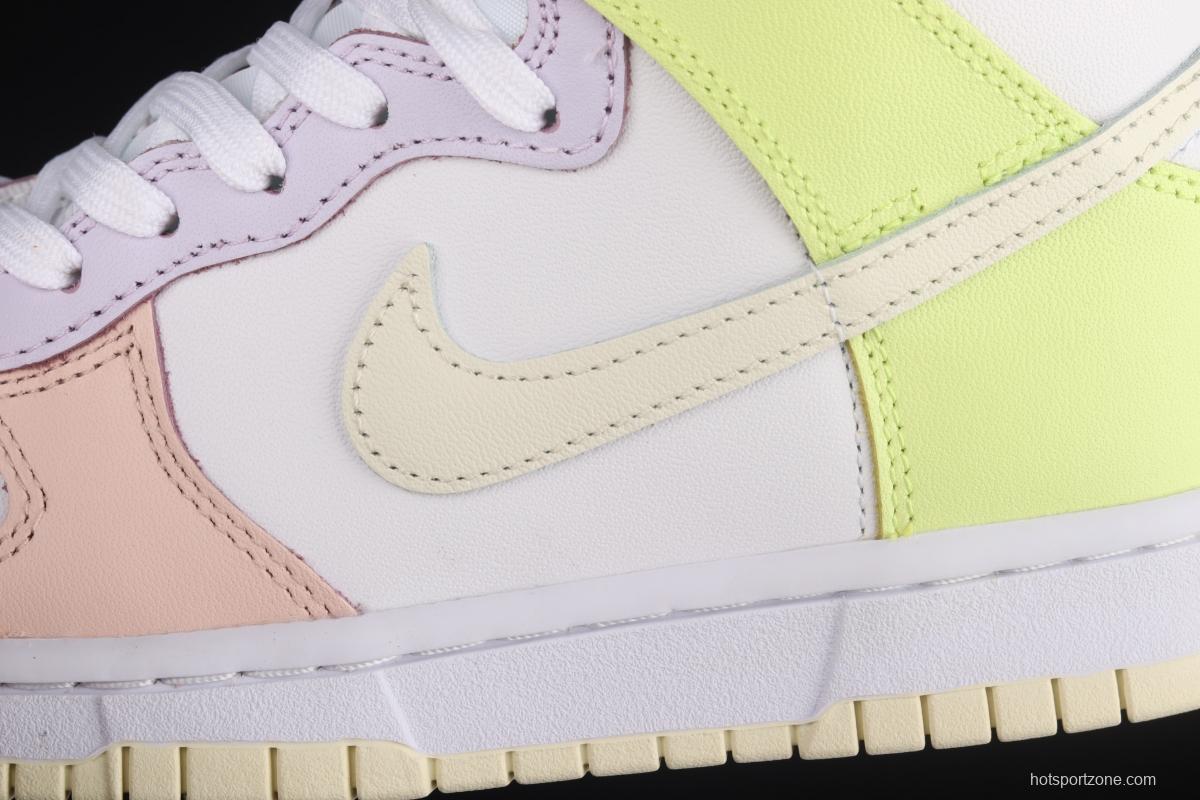 NIKE SB DUNK High Cashmere white pink yellow color splicing SB buckle rebound fashion leisure board shoes DD1869-108