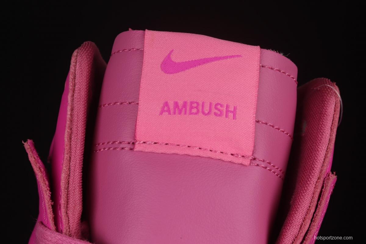 Ambush x NIKE DUNK High joint style pink high-top casual board shoes CU7544-600