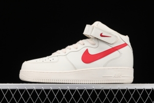NIKE Air Force 1 Mid air force white and red top casual board shoes 315123-126