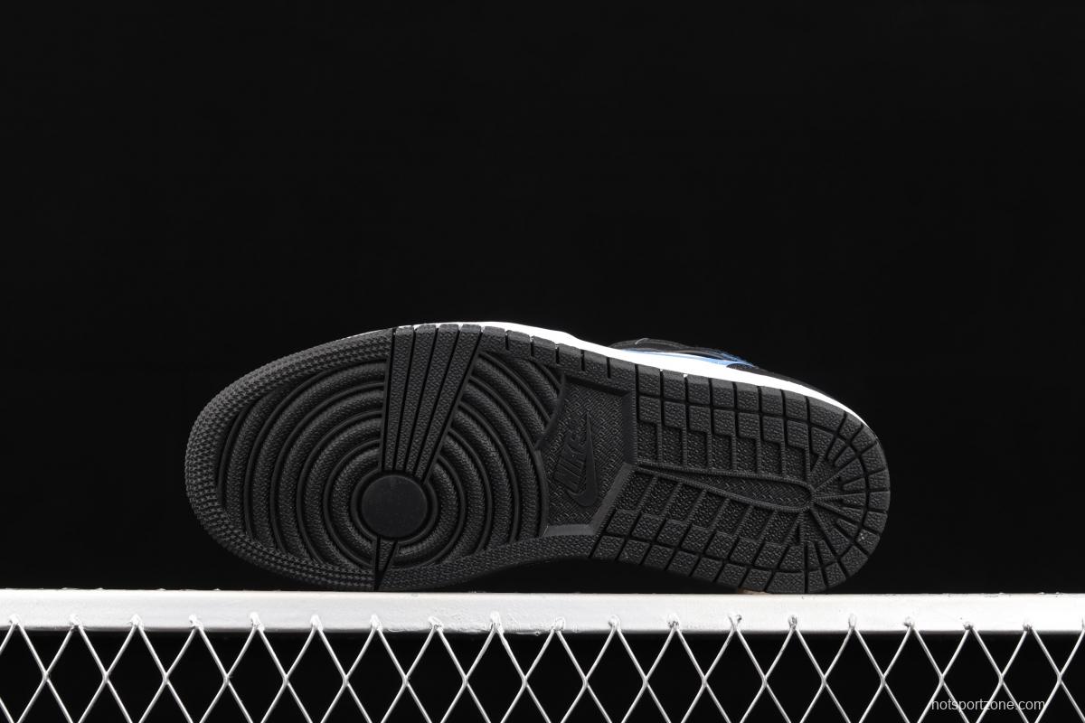 Air Jordan 1 Mid black, white and blue panda cultural basketball shoes 554725-140