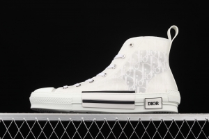 Authentic Dior B23 Oblique High Top Sneakers Dior CD ghosting high upper board shoes 3SH118YJR 063 White