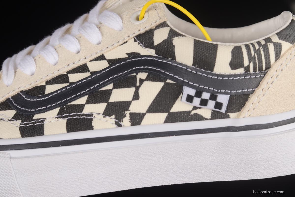 Vans OId Skool black and white checkerboard side stripe low-top professional skateboard shoes VN0A5FCB9CU