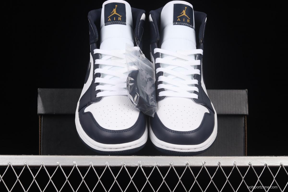 Air Jordan 1 Mid obsidian basketball shoes 554724-174