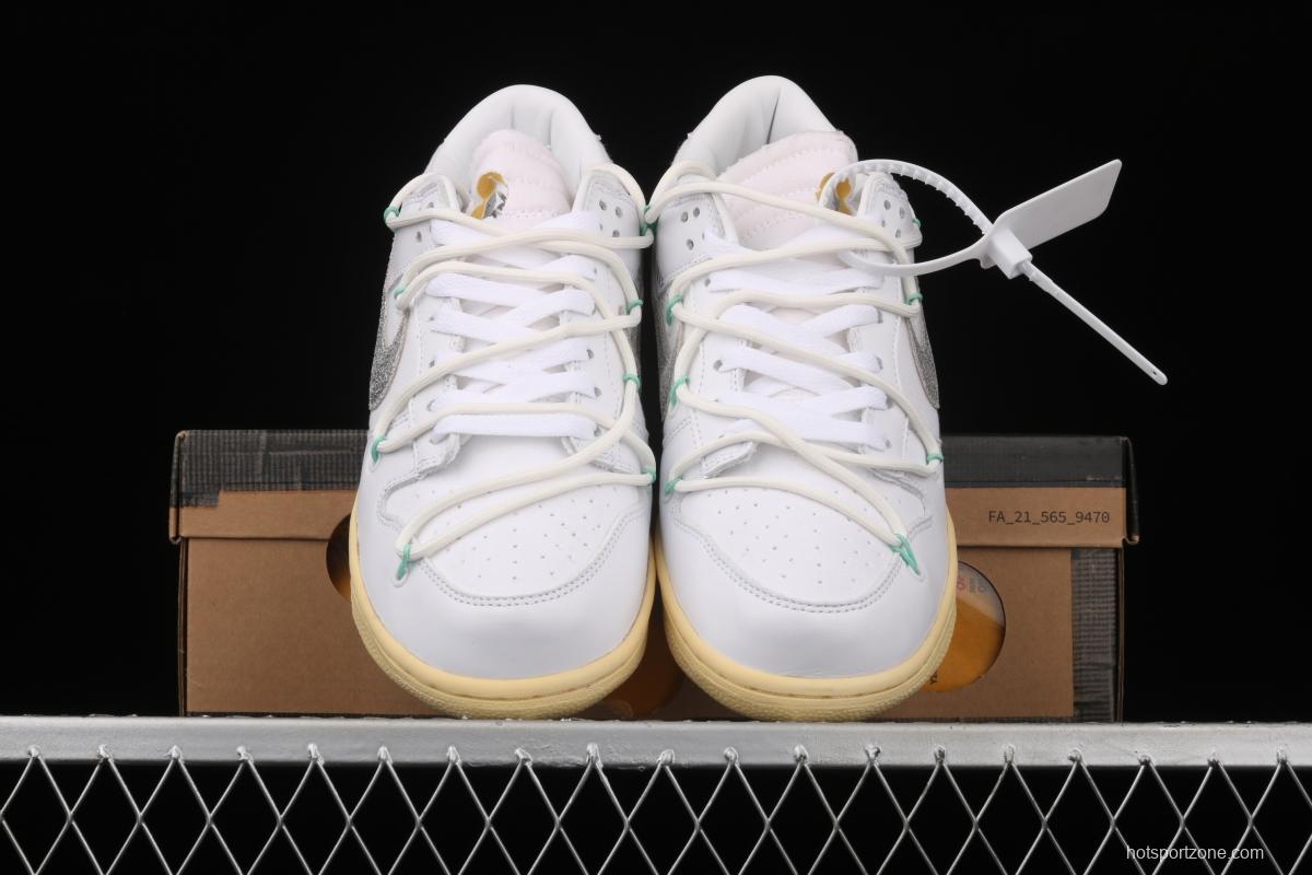 OFF-White x NIKE DUNK Low 04 of 50 OW white gray leisure sports skateboard shoes DM1602-127,