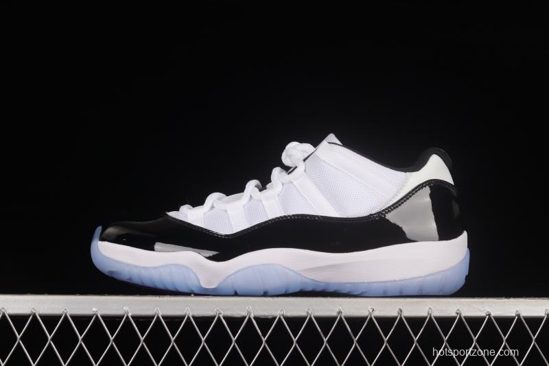 Air Jordan 11 Low Concord 1 Kang buckle white and black real standard real carbon low-top basketball shoes 528895-153