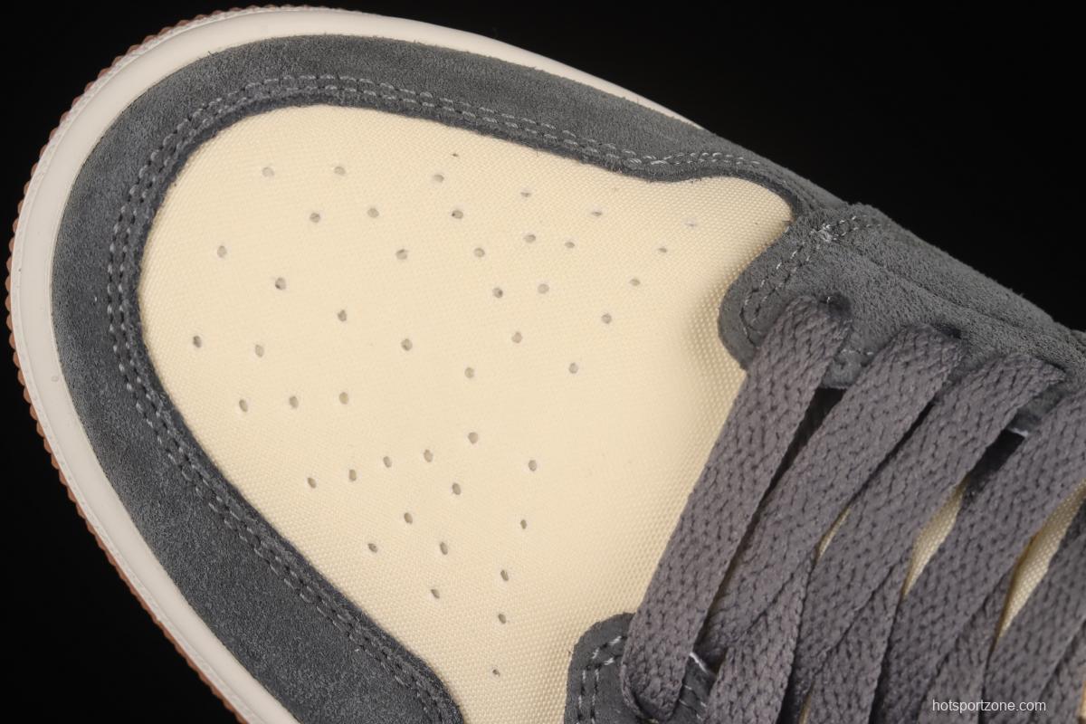 Air Jordan 1 Mid rice gray coconut milk mid-top basketball shoes DN4281-100