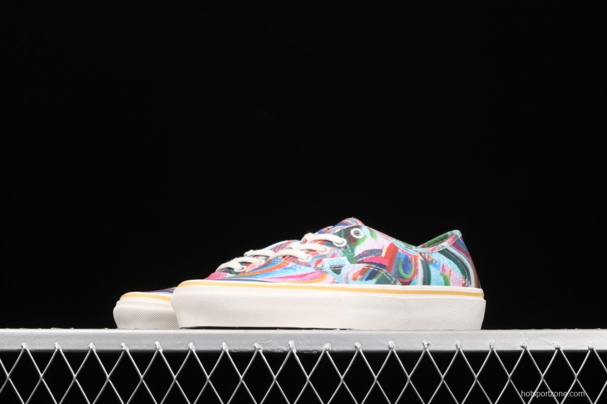 Vans Authentic SF color printing color sole environmental protection canvas board shoes VN0A3MU642D