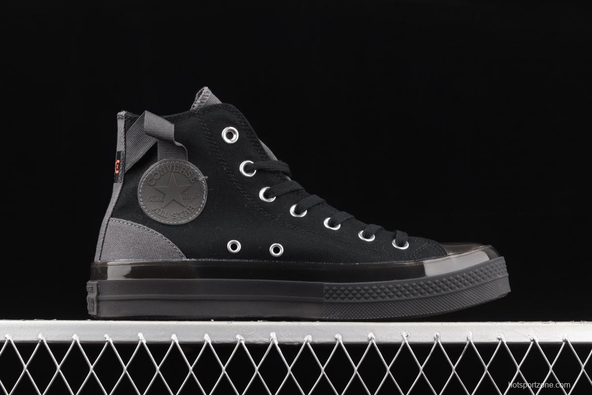 Converse Chuck Taylor All Star CX neutral crystal jelly soles all black canvas high upper shoes 172470C