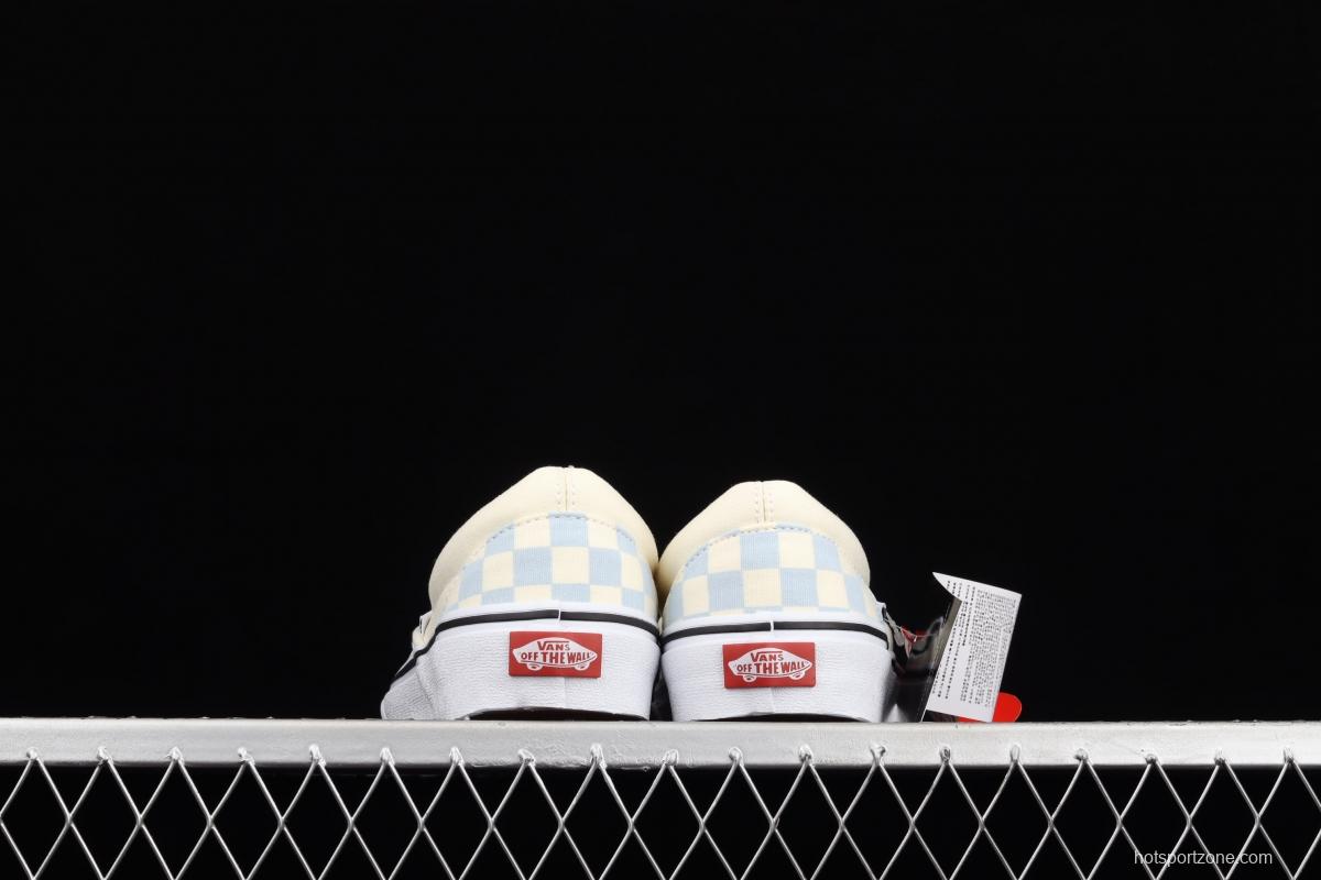 Vans Checkerboard Classic Slip-on White and Blue Chess Lattice low-top Leisure Board shoes VN000EYEBWW