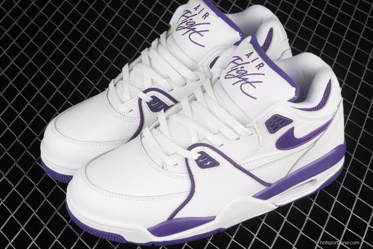 NIKE Air Flight 89 White and Purple Air cushion Basketball shoes CN0050-101