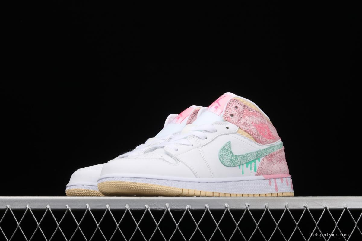 Air Jordan 1 Mid GS Ice Cream Bang Basketball shoes DD1666