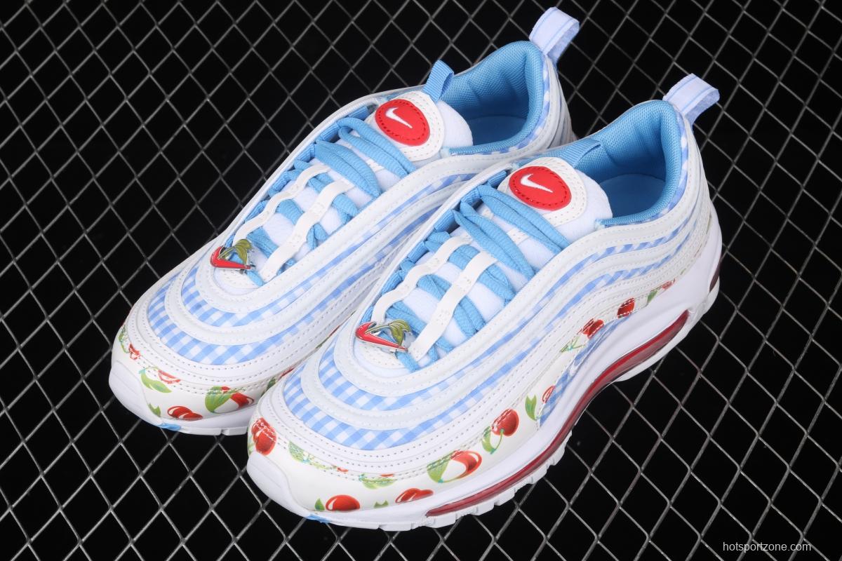 NIKE Air Max 97 summer cherry blue bullet air cushion running shoes CW5806-100