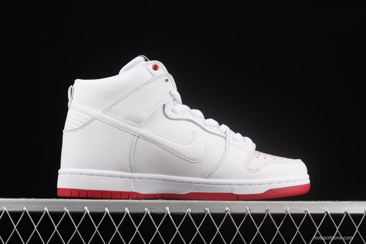 NIKE DUNK SB Zoom High Pro Qs white and red scraping, white coconut SB crushing rebounds, high upper shoes AH9613-116