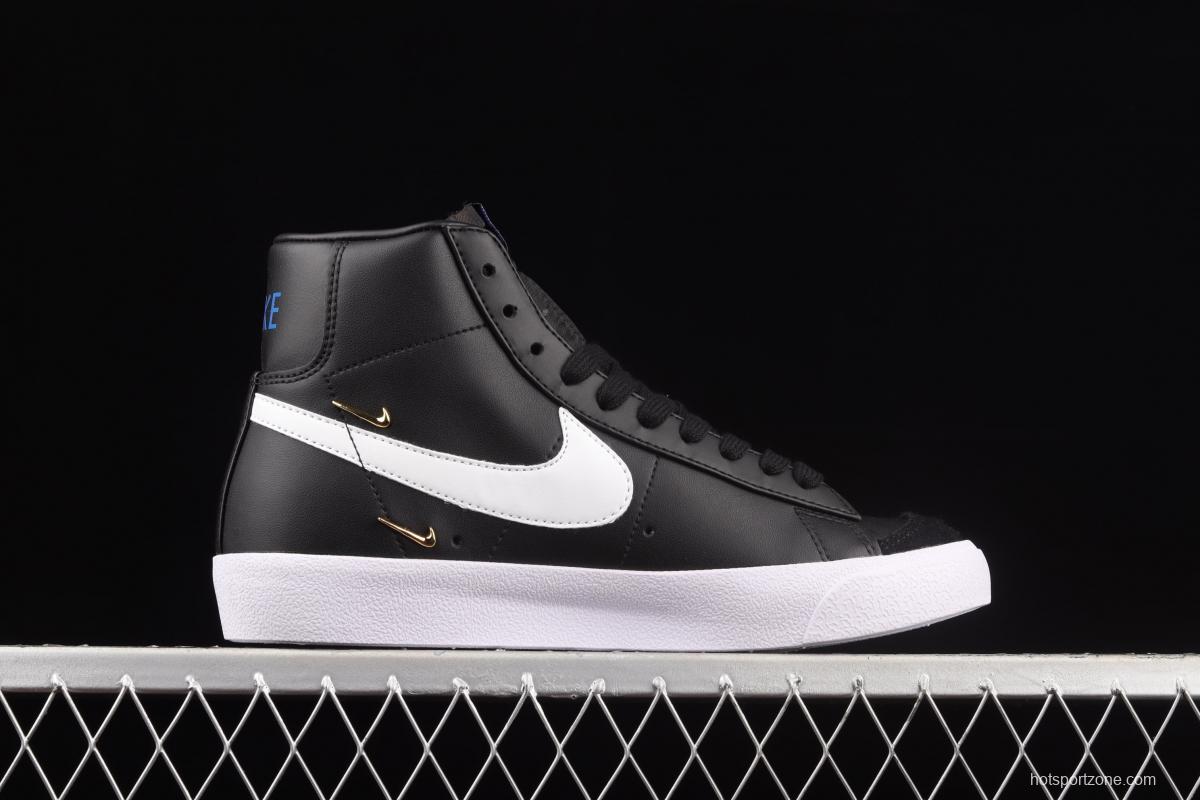 NIKE Blazer Mid'77 SE Chrome Luxe black-and-white gold standard Trail Blazers high-top casual board shoes CZ4627-001