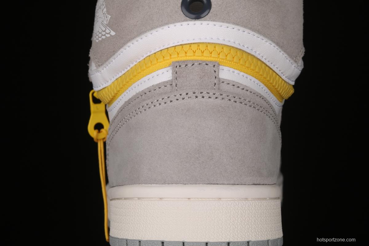 Air Jordan 1 Switch Light Smoke Grey soot zipper J1 high-end cultural basketball shoes CW6576-100