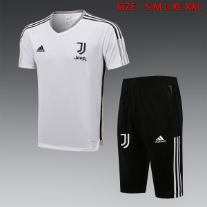 21 22 Juventus Short SLEEVE White （With Cropped Trousers）S-2XL D597#