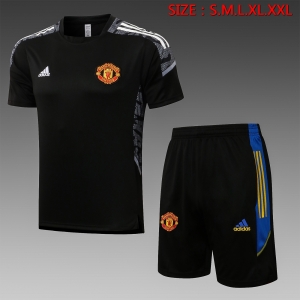 21 22 Manchester United Short SLEEVE 21 22 Manchester United Black （With Shorts）#