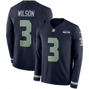 Men's Russell Wilson Black Therma Long Sleeve Player Limited Team Jersey