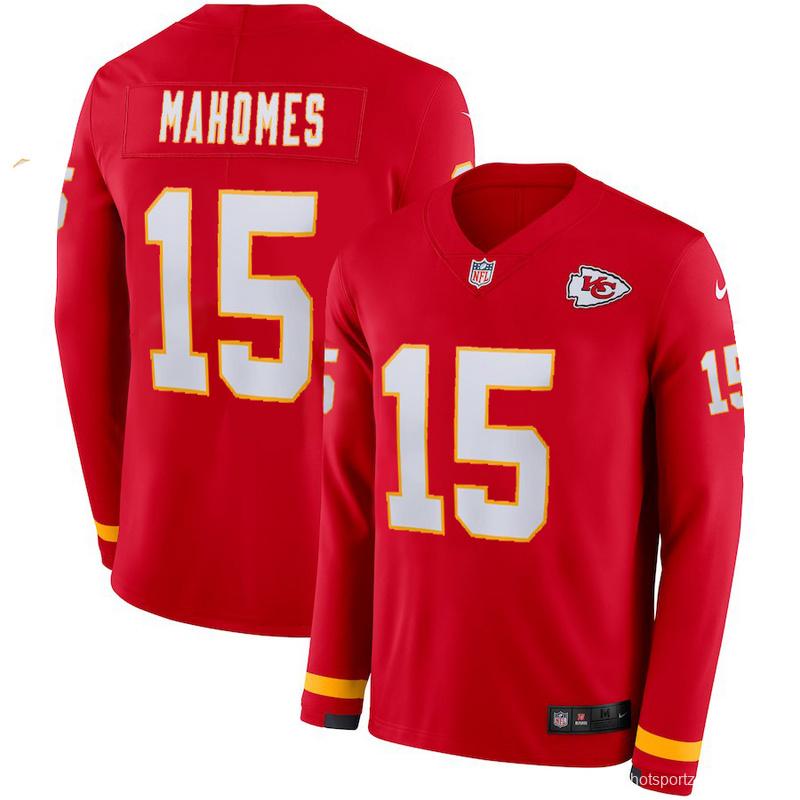 Men's Patrick Mahomes Red Therma Long Sleeve Player Limited Team Jersey