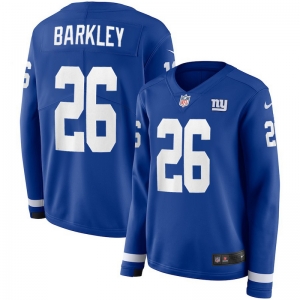 Women's Saquon Barkley Blue Therma Long Sleeve Player Limited Team Jersey
