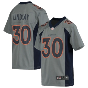 Youth Phillip Lindsay Gray Inverted Player Limited Team Jersey